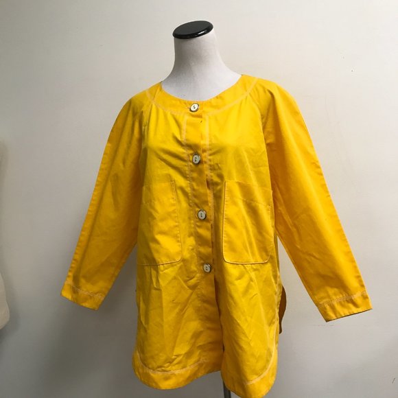 Courreges vintage yellow cotton pants suit France 36 pants Jacket 42 bust - Picture 3 of 15